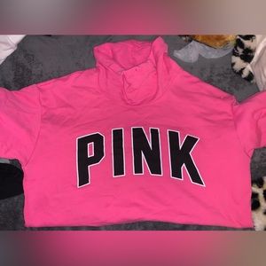 pink victoria secret cowl neck hoodie